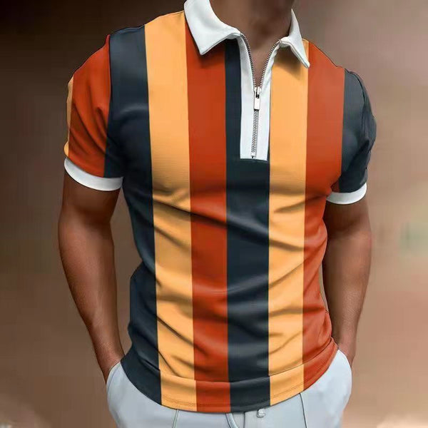 Men's POLO Shirt Striped Printed Short Sleeve